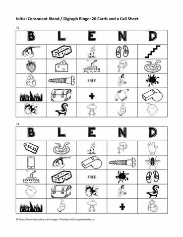 Digraph and Blend Bingo Cards 13-14
